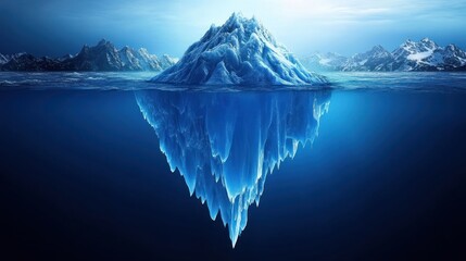 Naklejka premium Majestic Iceberg Floating in Cold Blue Ocean with Submerged Section