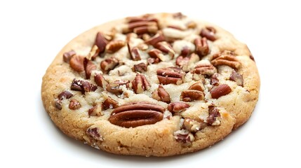 Caramel cookie with pecans isolated on white