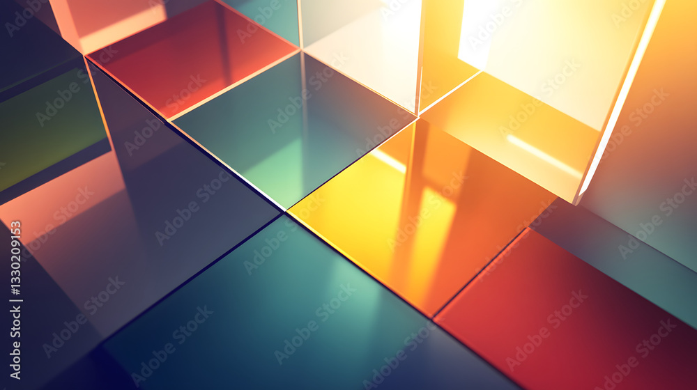 Poster stunning colorful cube pattern forming a three-dimensional grid showcasing vibrant vectors and dynam