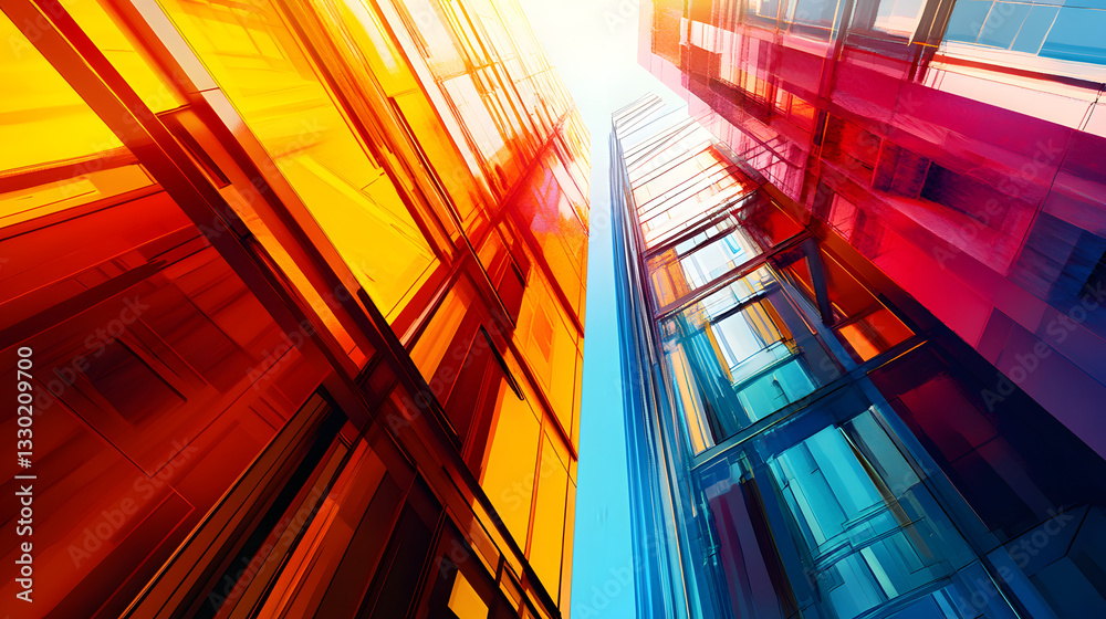 Poster colorful abstract background featuring vibrant vectors in a 3d grid space with dynamic visual elemen