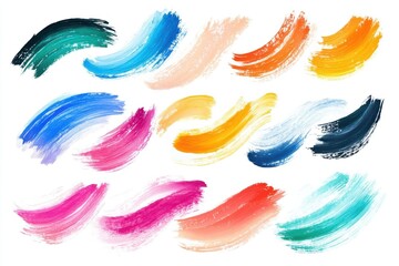 Fototapeta premium Vibrant colorful paint strokes on white background