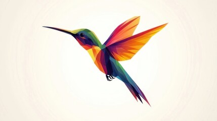Colorful polygon hummingbird in flight