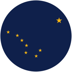 Alaskas Big Dipper Constellation Proudly Displayed On A Rich Navy Blue Circular Background, A Simple Yet Powerful Emblem Of The States Identity