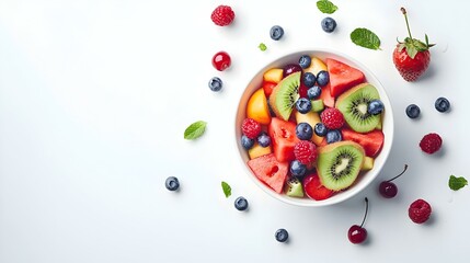 fruit salad with watermelon strawberry cherry