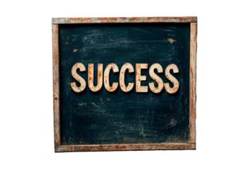 Blackboard with word Success isolated on transparent background