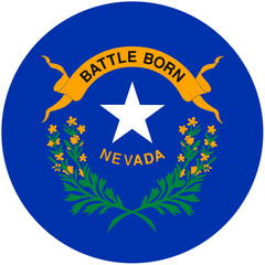 Nevadas Proud Battle-born Spirit Shines Brightly, A Single Star Surrounded By Flourishing Greenery On A Rich Blue Circular Background