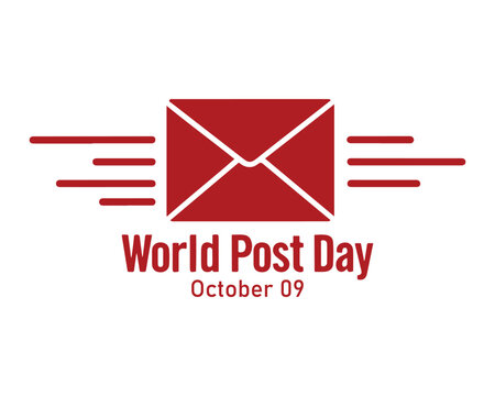 World Post Day. October 9. Blue background.