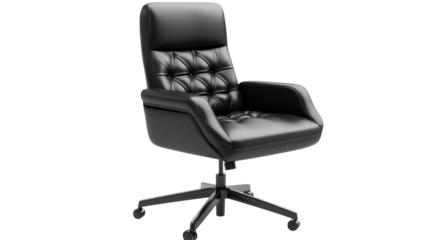 Stylish black office chair with a modern design and comfortable padding suitable for any workspace or home office environment