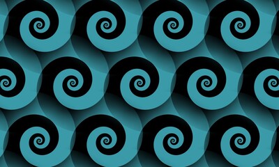 Fototapeta premium Hypnotic spiral pattern with teal and black swirling shapes