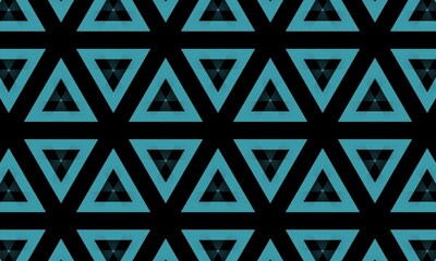 Abstract geometric pattern with layered teal and black triangles in a seamless design
