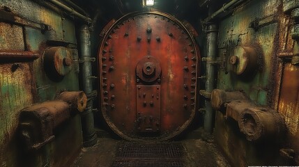 Fototapeta premium Rusty Metal Doorway In An Old Industrial Setting