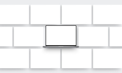 Laptop Mockup With Blank Web Screens For Showcase Your Website Designs. Vector Illustration