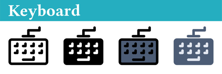 Keyboard icon on white background. Keyboard symbol. Line, glyph, colored outline, flat icon style. For web and mobile design.