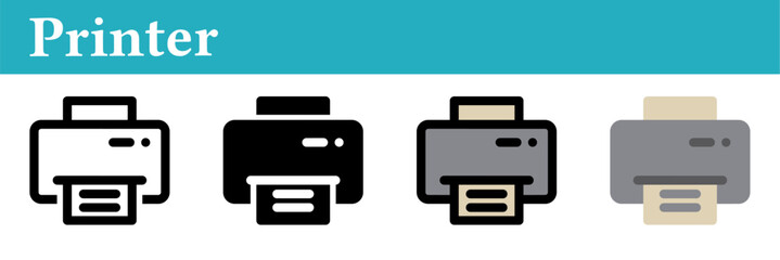 Printer icon on white background. Printer symbol. Line, glyph, colored outline, flat icon style. For web and mobile design.