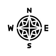 compass rose geographical discoveries glyph icon vector illustration