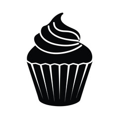 Silhouette Cupcake Icon Sweet Treat, Bakery, Dessert, Whipped Cream