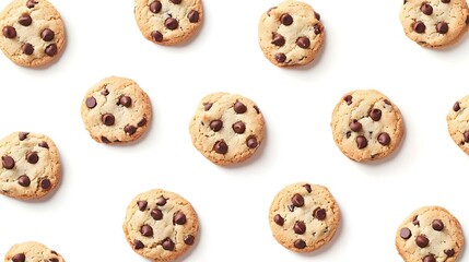 Chocolate chip cookies isolated on white