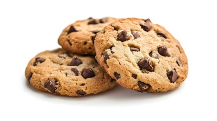 Chocolate chip cookies isolated on white