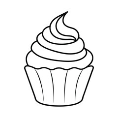 Delicious Swirled Cupcake, Line Art, Sweet Treat, Bakery, Dessert