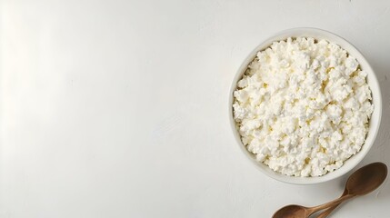 fresh cottage cheese in white porcelain Cup