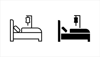 set of line icons related to ICU. Intensive Care Unit, monitors, ventilators, vector illustration on white background