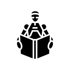 learning robot social robotics glyph icon vector illustration