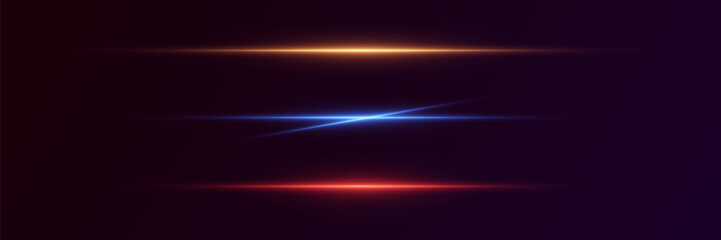 Fototapeta premium Collection of neon lines, laser beam and light effect.