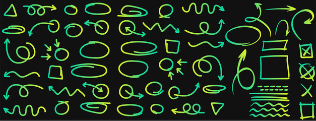 Brush line shape background abstract texture paint set. Hand drawn sketch doodle scribble brush...
