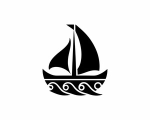 creative silhouette Sailboat Icon victor illustration
