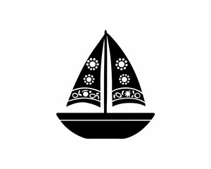 Fototapeta premium creative silhouette Sailboat Icon victor illustration 