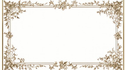 Ornate floral frame with sepia-toned flowers and leaves border, perfect for invitations or certificates