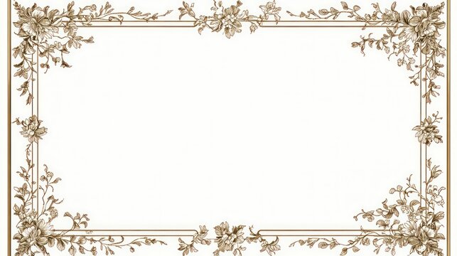 Ornate floral frame with sepia-toned flowers and leaves border, perfect for invitations or certificates