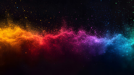 Fototapeta premium Abstract Colorful Nebula Dust Cloud Explosion on Black Background