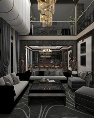 modern living room 3d render