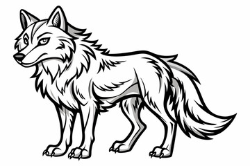 Coloring page line art the wolf black vector