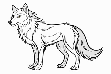 Coloring page line art the wolf black vector