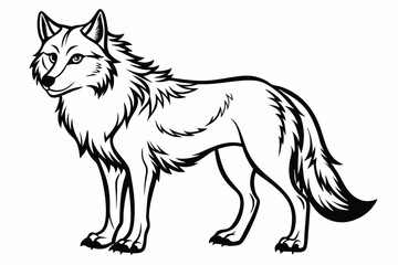 Coloring page line art the wolf black vector