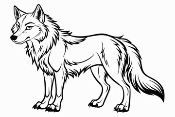 Coloring page line art the wolf black vector