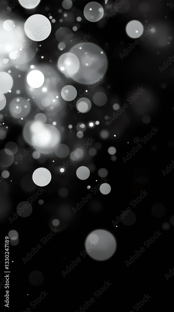 Aufkleber blurry white circles of different sizes create a magical and festive atmosphere on a black backgroun