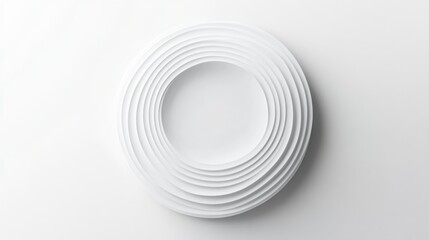 Obraz premium Minimalist white disc with layered concentric curves and center void