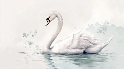 Elegant swan on water