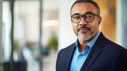 Fototapeta premium Mature Businessman in Professional Attire with Mixed Race Features