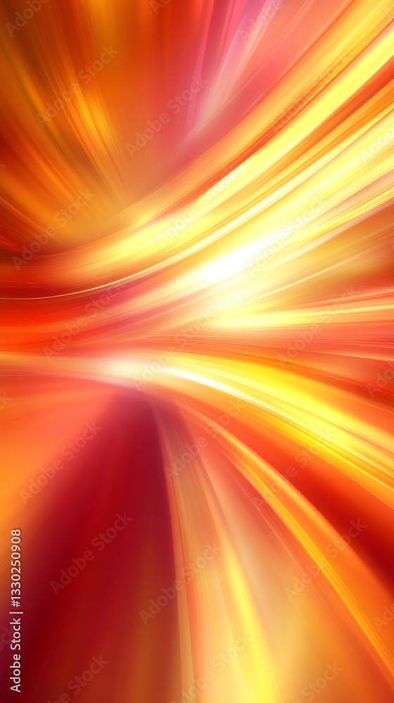Poster abstract light trails background forming a tunnel of red and orange light beams, perfect for website
