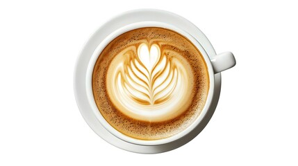 Latte art coffee isolated on white background