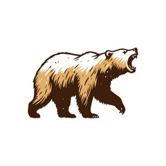 angry grown bear walking vector illustration	
