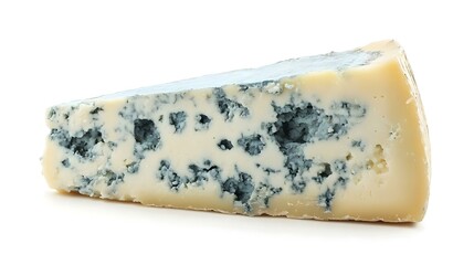 Piece of Blue Mold Cheese on White Background