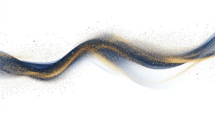 Obraz premium Flowing curve with gold dust and blue hue against white background