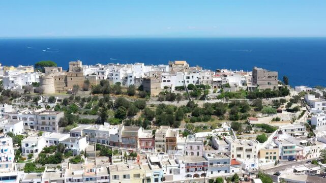 Aerial view of Castro town and his Aragonese Castle. Lecce, Salento, Puglia, Italy