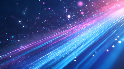 Fototapeta premium Abstract Blue and Pink Light Trails with Glowing Particles