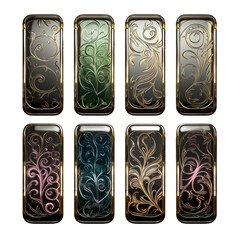 Elegant Engraved Glass Panels with Golden Floral Patterns